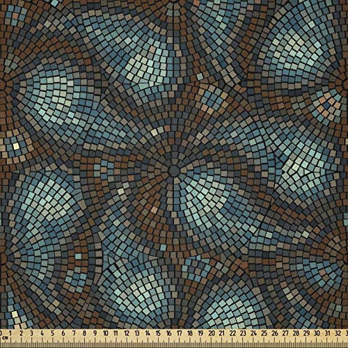 ABAKUHAUS Paisley Stoff als Meterware, Moderne Teardropformen, Microfaser Multi Zweck Dekostoff für Kunsthandwerke, 3M (230x300cm), Dunkelblau Braun und Blau