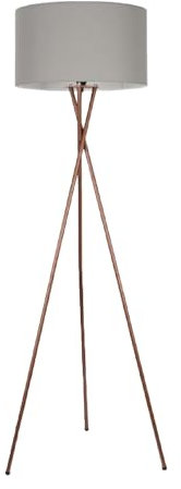 MiniSun | Modern Brushed Chrome Metal Tripod Floor Lamp with a Pale Grey Shade | Floor Lamps & Torchieres, Home Décor, Improvement & Lifestyle Essential