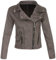 Malito Damen Jacke | Velours Jacke | Biker Jacke mit Reißverschluss | Faux Leather - leichte Jacke 19617 (grau, L)