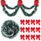 FEPITO 12m/39ft Weihnachten Kiefer Girlande Künstliche Kiefer Kranz Weihnachtdekorationen mit 24 Stück Holiday Red Weihnachtskranz Bögen, Weihnachten Greenery Garland Dekorationen