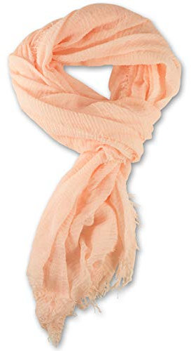 fashionchimp BASIC-Schal für Damen mit weichem Fransensaum, Tuch in leichter Qualität mit Baumwolle, einfarbig (Apricot)