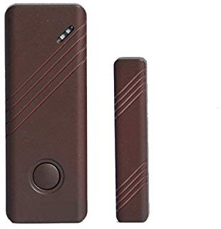 SENSORE MAGNETICO PROFESSIONALE PORTE/FINESTRE WIRELESS SENZA FILI 433 Mhz CON ANTENNA INTEGRATA E POTENZIATA, BATTERIE LUNGA DURATA INCLUSE PER ANTIFURTO ALLARME CASA UFFICIO WIFI MARRONE (10)