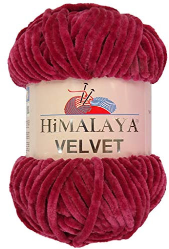 Marriner Himalaya Velvet Super Chunky Yarn with 100% Polyester 14/16 Ply for Knitting and Crochet - Vegan Friendly and Hypoallergenic (Berry 100g Single Ball)