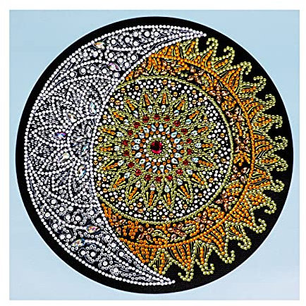 VETPW 5D DIY Mond und Sonne Diamant Malerei Kits, DIY Speziell Geformte Diamond Pasted Painting Strass Stickerei Kreuzstich Kunst Handwerk Diamant für Home Wall Wanddekoration (30x30CM)
