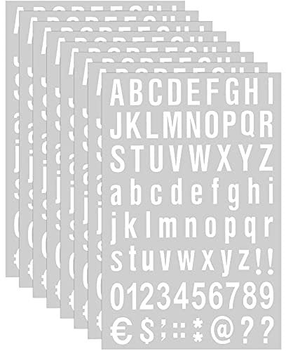 8 Blätter Selbstklebendes Vinyl Buchstaben Zahlen Kit, Briefkasten Nummern Aufkleber für Postkasten, Schilder, Fenster, Tür, Autos, Lastwagen, Heim, Adress Nummer (Weiß, 1 Zoll)