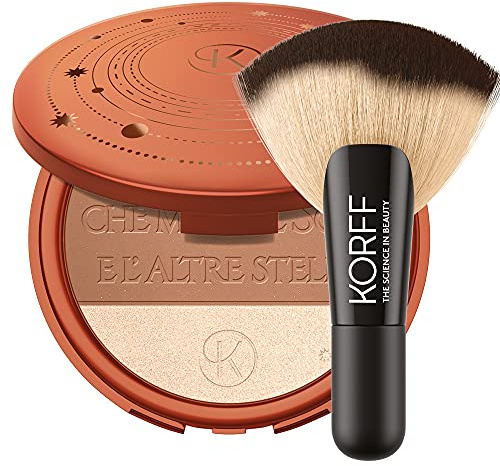 Korff Divina Terra Abbronzante, Cofanetto Edizione Limitata con 3 Polveri Compatte Setose e Leggere, Effetto Abbronzato, Conturing e Luminoso, 19g