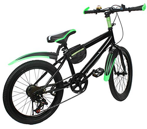 kangten Bicicleta de montaña de 6 marchas, bicicleta de ciudad, acero de alto carbono, freno de disco doble, bicicleta de ciudad, 20 pulgadas, unisex, para hombre, color verde