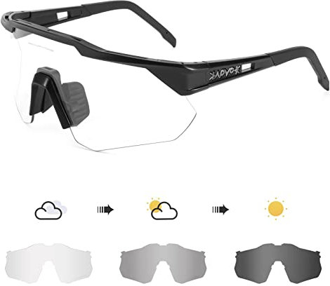 KAPVOE Photochromatische Selbsttönend Fahrradbrille TR90 Rahmen für Herren Damen Klar Sportsonnenbrille Sport Radfahren MTB Radbrille Fahren Sportbrille Baseball Laufen 03