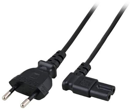 Link LKC718A Stromkabel mit italienischem zweipoligem Stecker, 8 Form 90° Buchse C7, Schwarz, 1,8 m