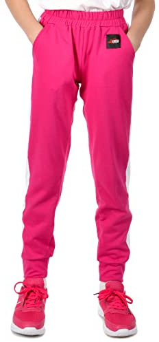 KMISSO Mädchen Jogginghose Stoffhose Kinder Sporthose Freizeit Hose Streifen Baumwolle Trainingshose Größen 104-164