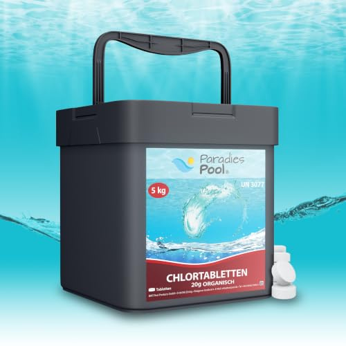 Paradies Pool Chlortabletten für Pool 20 g, Schwimmbecken, organisch, schnell löslich, Inhalt: 5 kg