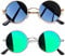 Joopin Retro Sonnenbrille Herren Runde Polarisiert und 90er Hippie Sonnenbrille Vintage Damen Rund Grün Verspiegelt 2 Pack (Silber Grün und Gold Schwarz)