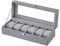 Scatola Porta Orologi con 6 Scomparti, Custodia per Orologi con Coperchio in Vetro, Fodera in Velluto, Cuscinetti, Serratura, Scatole Portagioie Uomo Donna Regali, 30 x 11,2 x 8 cm (Grau-W04G)