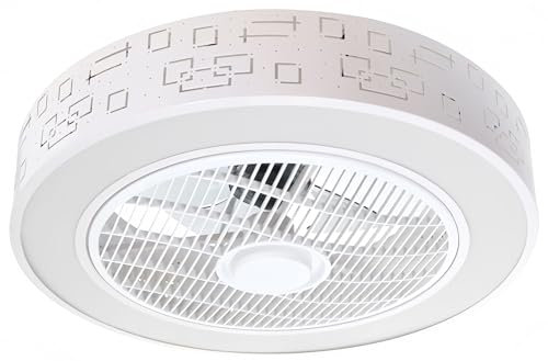 LEDUNI Ventilador de Techo con Led Lámpara LED 36W Ventilador Invisible App Control con Mando a Distancia Luz Regulable Luz Fría/Neutra/Cálida Φ51*H24cm Plafón de Techo lluminación (MODELO A)