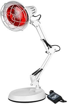 Relassy Rotlichtlampe, 150W Infrarotlampe Wärmelampe mit 10 Temperaturstufen, Rotlichtlampen Wärmelampe mit Timer fur Heimat, Infrarot Lampe Einstellbarer Winkel