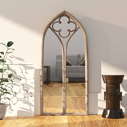 Gecheer Espejo de Pared en Metal Efecto Ventana Espejo de Hierro Color Arena para Uso Interior 100x45 cm 2# Espejos de Maquillaje ​Espejo de Pared Decoración Maquillaje Espejos
