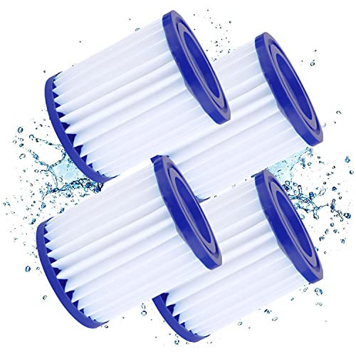 VORAE 2 Stück Poolfilter Größe 1 für Bestway 58093 Typ I Filterkartusche, Ersatz Easy Set Filterkartusche Wiederverwendbare Whirlpool Filterkartusche für Schlauch Pool Reinigung (4 Stück)