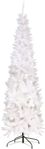 Christmas Tree World | 8ft Artificial Unlit White Italian Pencilimo | Bushy and Luxury Quality PVC Tips | Easy to Assemble and Take Down | 82cm Diameter