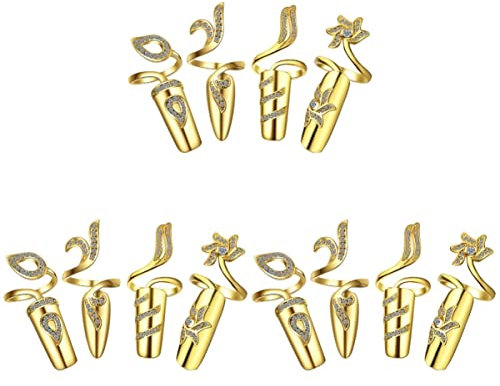 Beaupretty 12 Stücke für Dekoration Offene Mädchen Charme Einfache Geschenk Nagel Retro Hochzeit Knöchel Frauen Bar Reise Dekoration Handspitze Dekorative Kristall Fingernagel Mode Ring