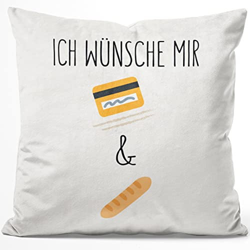 JUNIWORDS Kissen, Ich wünsche Mir Koks & Baguettes, 40 x 40 cm, Flauschig Samtweich Weich (1006412)