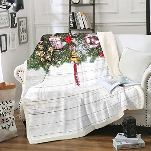 Frohe Weihnachten Decke 130x150 Rustikale Weihnachten Geschenke Fleece Decke Für Kinder Teen Erwachsene Bauernhaus Holzbrett Decke Werfen Urlaub Neujahr Fuzzy Decke Für Schlafsofa,Weich Warm