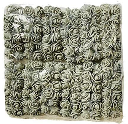 Lot de 144 roses artificielles en mousse pour mariage Argenté