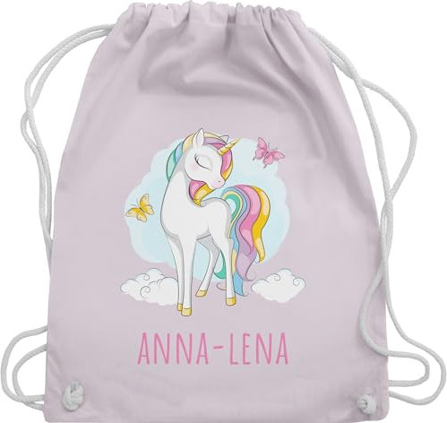 Turnbeutel Rucksack - Einhorn mit Name personalisiert Geschenk Unicorn I Einhörner Kinder Geschenk - Unisize - Pastell Rosa - personalisierter einhornrucksack unicorns personlisierte beutel