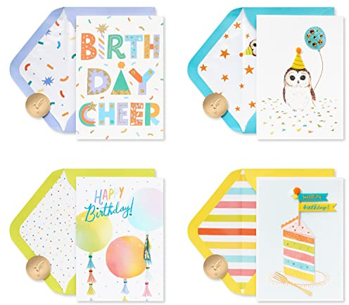 Papyrus Geburtstagskarte, Sortiment, Bright Birthday, 4 Stück