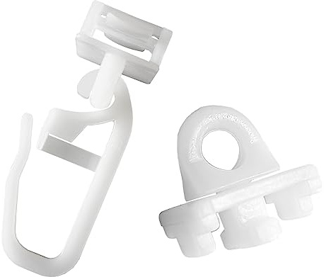 dekondo klick Fix Gardinengleiter inkl. Feststeller (Komplettset), Faltengleiter und Feststeller für Schienen/Stangen mit 6 mm Laufnut/Profilschlitz (200x klick Fix Gleiter + 12x Feststeller)