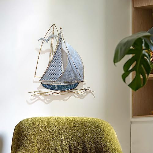 JYHCD 3D Segelschiffen Wanddekoration Nautical Boat Wanddeko Maritime Deko Hängende Ornamente Ozean-Thema Metallschiff-Wandskulptur Dekor Zuhause Hotel-Wohnzimmer-Schlafzimmer-Esszimmer,B