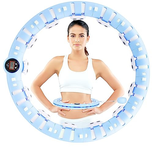 Jirmerp Hula-Hoop Reifen Erwachsene,Smart Fitness Hoop Fitness Reifen mit Zähler Hula Hoop Einstellbare Abnehmen und Massage(Blau)