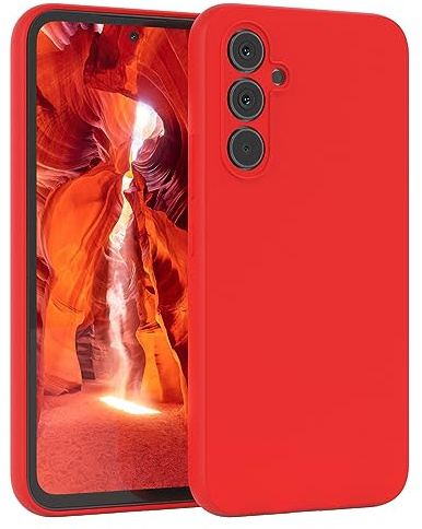 EAZY CASE Premium Silikon Handyhülle kompatibel mit Galaxy A54 Slimcover mit Kameraschutz und Innenfutter, Silikonhülle, Schutzhülle, Bumper, Handy Case, Hülle, Softcase, Rot