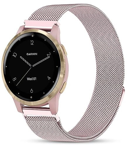 VELULYX Métal Bracelet compatible Garmin Venu 2S/Venu 3S/Vivomove 3S/Vivoactive 4S, 18mm bracelet acier inoxydable pour Fossil Ladies Gen 6/5E/4/Gen 3
