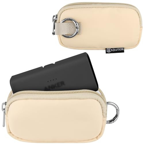 CaSZLUTION Custodia da viaggio compatibile con Anker 621 Nano Power Bank, custodia per caricabatterie portatile iWALK LinkPod Mini, ultra compatto 4500 mAh, 4800 mAh, albicocca