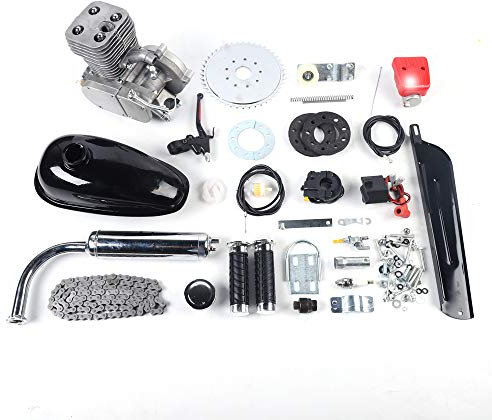 UESUENYENS 100cc Fahrrad Motor Kit, Komplettset 2-Takt Fahrrad Motor Kit Fahrrad Motorisiert Benzin Gas Motor Set CDI (44 Zähnen)