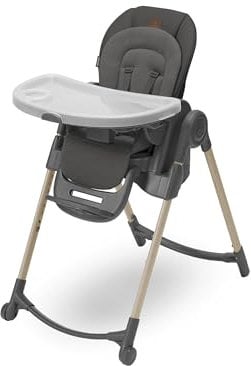 Maxi-Cosi Minla Kinderhochstuhl Mitwachsend, 0–14 Jahre, bis zu 60 kg, Hochstuhl Baby, 9 Höhenstufen, 5 Neigungspositionen, 4 Tablettpositionen, kompakt faltbar, Eco Care, Beyond Graphite