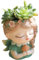 Domigard Head - Vaso per piante grasse, in resina, con foro di drenaggio, per interni ed esterni, verde