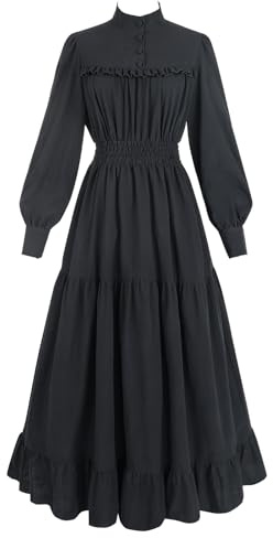 Fiamll Viktorianisches Kleid Renaissance Maxikleid Ballkleid Langarm Mittelalter Kleidung Damen Vintage Edwardianisches Kleid Abendkleid Elegant Freizeitkleider