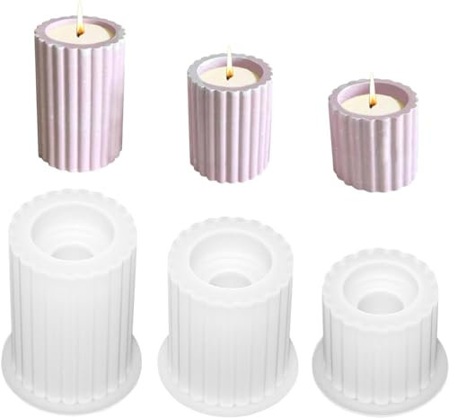 3 Stück Silikonform Kerzenhalter, Silikonformen Gießformen, für Teelichter und Stabkerzen, Gießformen Silikon, Runde Silikon Gießform Kerzenhalter, Beton Gießform für DIY Teelichthalter Kerzenständer