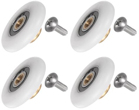 sourcing map Shower Door Roller Wheel 27mm Diameter Replacement Part for Bathroom Glass Door, Sliding Shower Door Roller, (1 Set 4pcs)