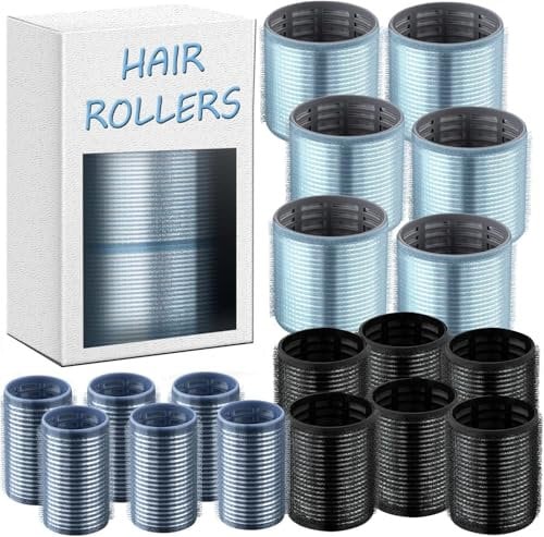 xnicx 18 Stücke Lockenwickler,Keramischer Thermokern lockenwickler selbsthaftend mit 3 Größen 60mm 48mm 36mm,Hair Rollers Hitzefrei Lockenwickler Große Locken für Lange Medoum und Kurze Haare