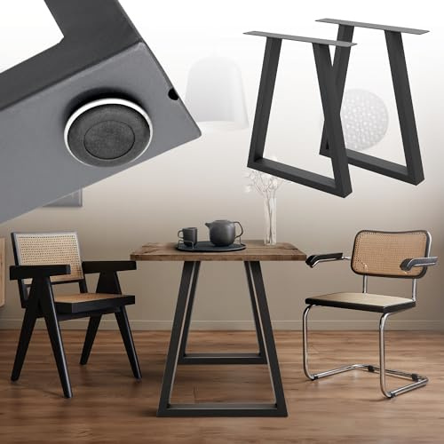 ML-Design 2er Set Tischbeine Trapez 60 x 72 cm, Anthrazit, aus pulverbeschichtetem Stahl, Industriell, Metall Tischkufen, Tischuntergestell Tischgestell Möbelfüße, für Esstisch und Schreibtisch
