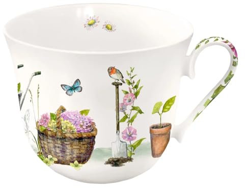 Grätz Kaffeetasse 450ml - Henkel-Tasse Mit Blumen Und Früchten - Landhaus Porzellantasse in Geschenkbox (Garten)