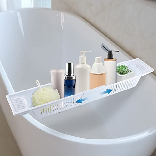 Badewannenablage aus PP Badewannentablett ausziehbar, wannenablage Badewanne Ablage, Wein Halterung Badewanne 80x15x10cm