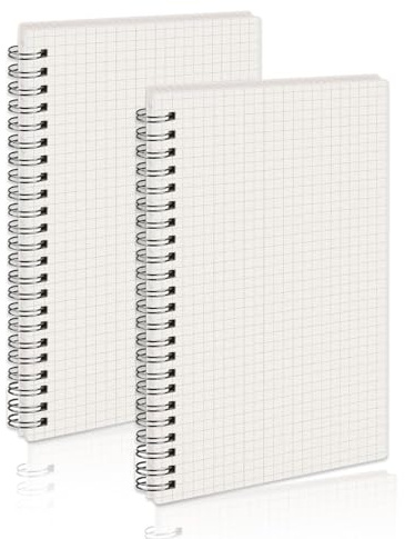 KUBDPQOR Notizbuch A5, 2 Stück Notizbuch A5 Kariert(5.82'' x 8.18''), Wasserdichtes The Notebook & Ringbuch A5, Softcover Spiralblock A5 Kariert 160 Seiten, Notizblock A5 für Alle Zwecke