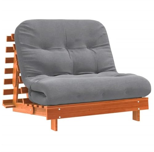 vidaXL Futon Schlafsofa mit Matratze, Bettsofa mit verstellbaren Rückenlehne, Schlafcouch für Wohnzimmer Schlafcouch, Klappsofa, Wachsbraun Massivholz Kiefer