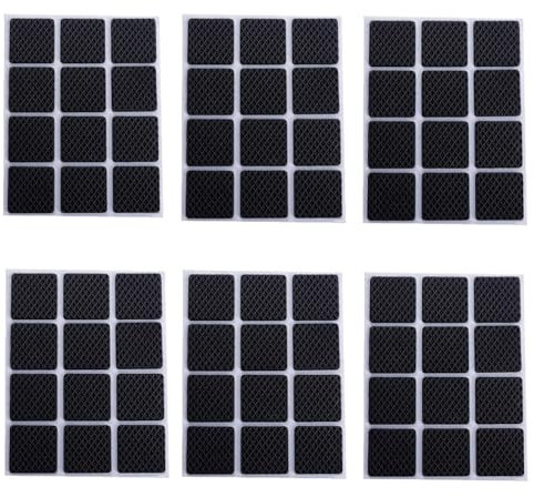 72PCS Non-Slip Rubber Furniture Pads, 28 x 28mm Wood Floor Protector Pads for Sofa Table Chair Leg Floor Anti Scratches Furniture Feet Protectors Square Feet Sticky Self-adhesive Set (Black)