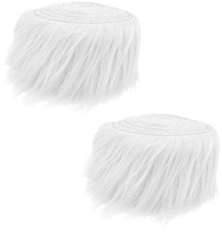 TPTGIAR 2 Stück Kunstfell zum Basteln, 5x150cm Kunstfell Meterware, Furry Faux fur Precut Strips, Weiß Rollen Weiches Flauschiges Fell für Heimwerkerbedarf Cosplay-kostüme Dekoration Zwergenbart