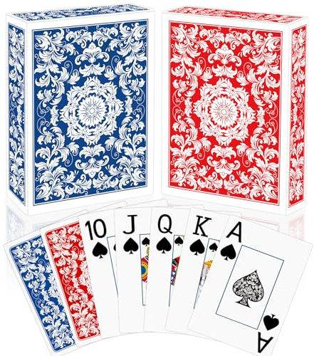 Sondeng 2 Pack Playing Cards Deck of Cards Professional Poker Set Blue Red | Jumbo Index Large Print Playing Card,for Adults Seniors,Card Games for Night Party,Playing Card for Family Companion