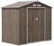 Outsunny Casetta da Giardino Porta Utensili in Lamiera di Acciaio con Fondazione, 2.42m² Capanno da Giardino in Acciaio con Porte Scorrevoli, 213x130x185 cm, Marrone Chiaro